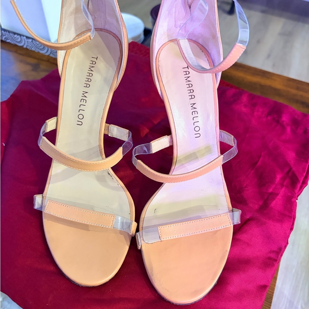 Tamara Mellon tan Strappy Heels